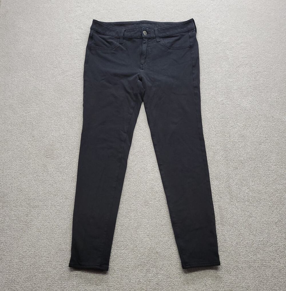 American Eagle Jegging Super Stretch Womens 12 Long Black Skinny Jeans